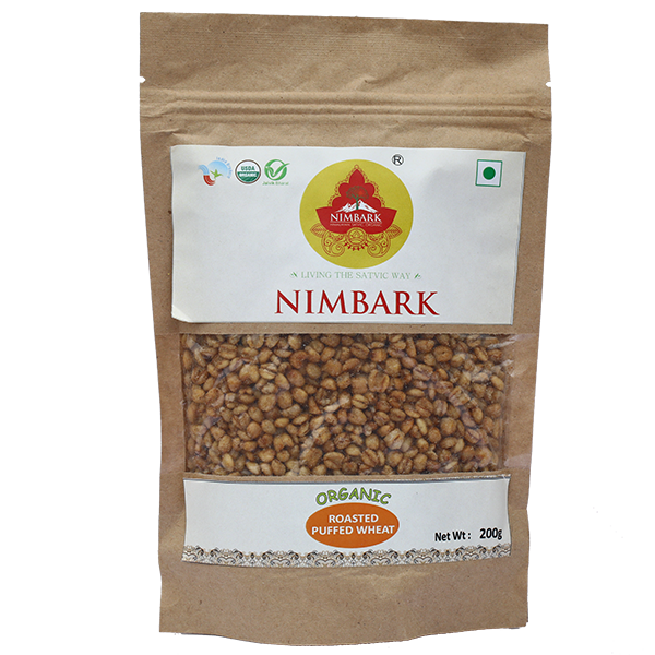 Nimbark Organic Roasted Puffed Wheat | Roasted Snacks | Law Fat Puffed Wheat | Healthy Snacks 200gm